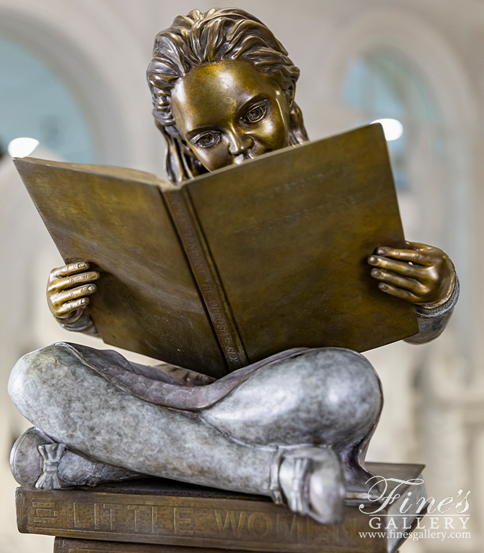 Bronze Statues  - Young Child Reading Bronze Statue - BS-1339